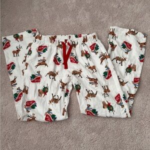 Old Navy Women's Pajama Bottoms - White and Red Reindeer Print